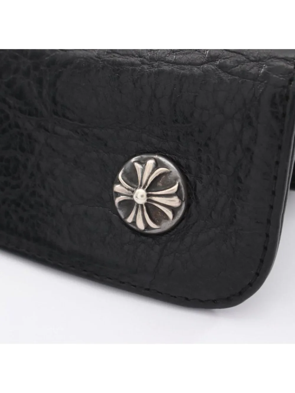Chrome Hearts Trifold Wallet Wave Cross Button Leather